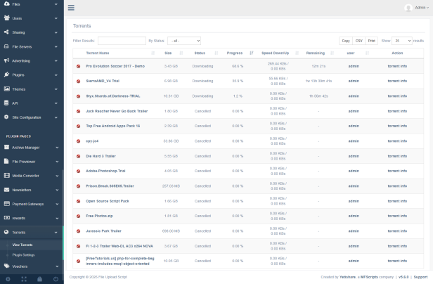 Admin Manage Torrents